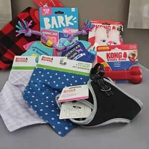 S/XS Dog Bundle Kong Toys, Bandanas, Pjs, and Tshirt Toys